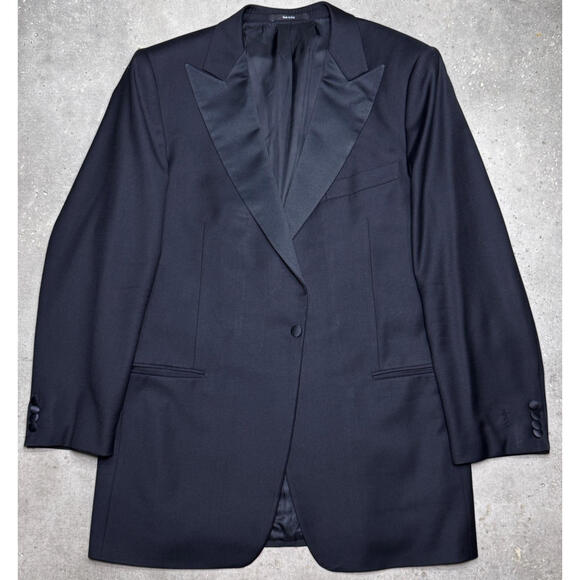 Ermenegildo Zegna Black 100% Wool Tuxedo Dinner Jacket Blazer Italy Mens 46R